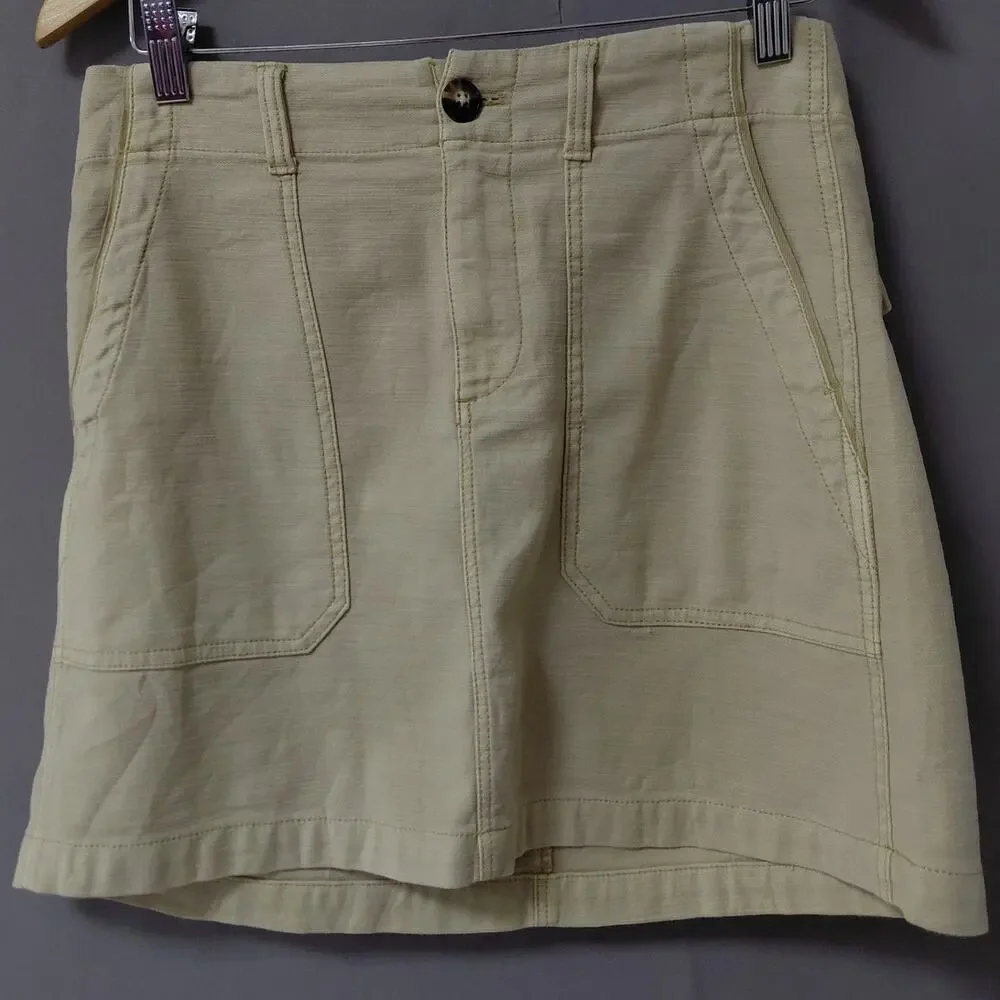 NWT Faherty Aurelia Beige Stretch Utility Pocket Mini Skirt Women Size 6